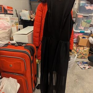 Speechless Black Sleeveless Maxi Dress with Sheer Skirt